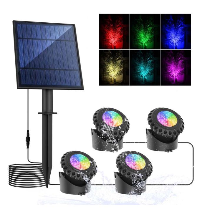 Solar Underwater RGB Light for Pond Aquarium Fish Tank Decor IP68 Solar Pool Lamp 2/3/4/5leds Garden Landscape Outdoor Spotlight