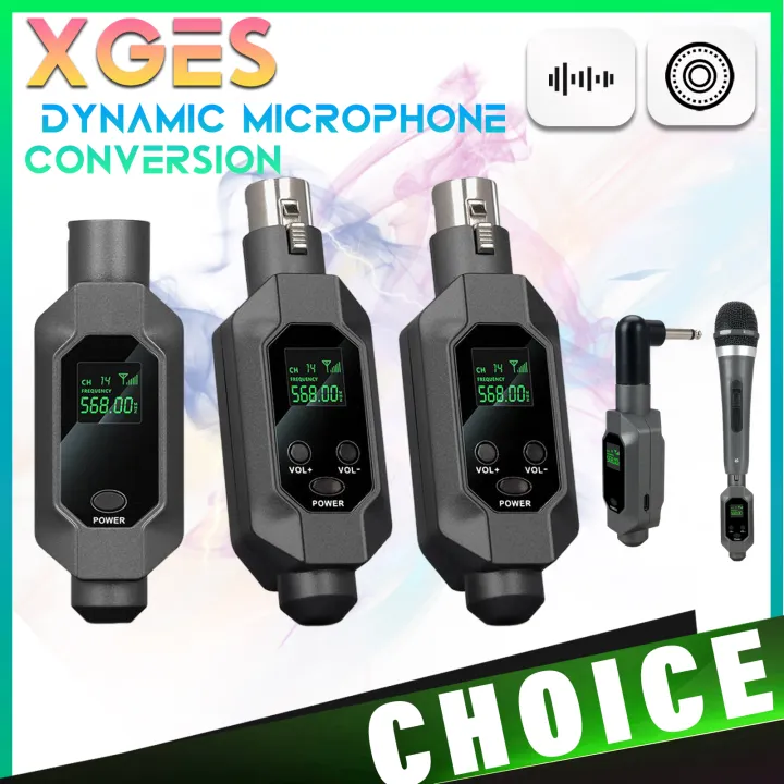 Wireless Microphone System XLR Mic Converter Adapter UHF Automatic Transmitter Setup For Condenser Dynamic Mic