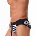 UXH Men's Swim Briefs beach pants Surfing bathing  Surfboard Black strips Swimwear Pad Removed Push-up Swimming swimsuits. 