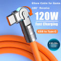 120W 7A Fast Charge USB Type C Cable 180 Degree Rotation Elbow Cable for Game for Xiaomi Redmi Honor Phone Charger USB C Cable. 