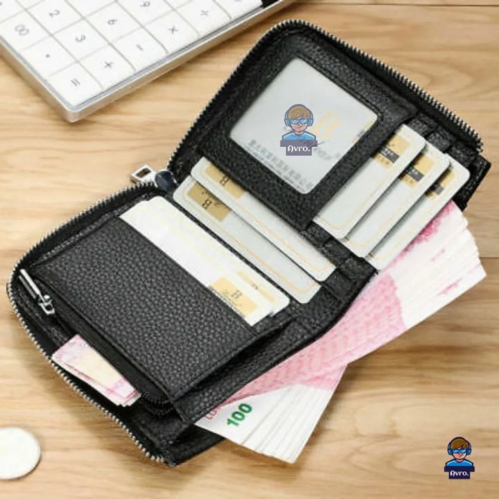 Avro%20Premium%20Half%20Zipper%20And%20Card%20Pocket%20Black%20Colour%20Wallet%20For%20Men%20Made%20By%20Cow%20Leather%20Money%20Bag%20For%20Men%20-%20Image%205