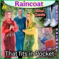 Raincoat and Rain Shoe Covers Disposable Raincoat (that fits in the pocket) Rain Ponchos, For Outdoor activities, Camping, Traveling, Hiking, Disposable Material,. 