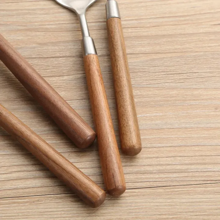 Walnut%20Handle%20Kitchen%20Utensils%20Stainless%20Steel%20Cake%20knife%20Shovel%20Pan%20Shovel%20Rice%20Spoon%20Soup%20Ladle%20Restaurant%20Service%20Component%20-%20Image%205