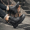 Men's British casual boots four season new soft-sole anti-slip high-top boots fashion youth outdoor comfort sports tooling boots. 