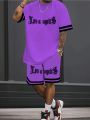 A New 3D Letter-Printed Street Fashion Casual Simple Soft Comfortable Breathable and Lightweight Men's Suit for Summer 2025.