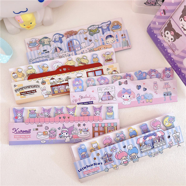 120 Sheets Sanrio Sticky Notes Hello Kitty Kuromi Melody Notepad Index ...