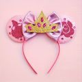 1pc Frozen Elsa Mouse Ear Headband Sparkling Purple Bow Hair Hoops for Party Valentine Day Holiday Hair Accessories.