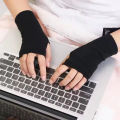 1/2pairs Autumn and Winter Warm Gloves Women's Winter German Velvet Half Finger Plus Velvet Open Finger Telefingers Gloves.