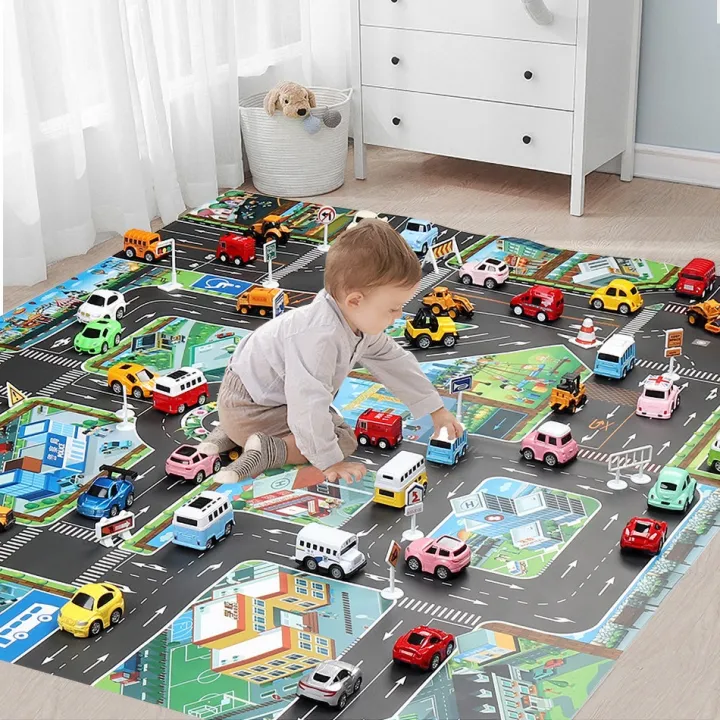 130*100 Baby Educational Mat Children City Traffic Paper Road Carpet ...