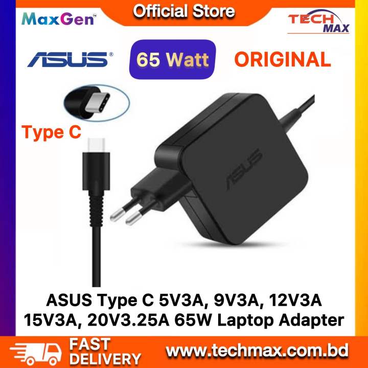 ASUS Laptop Adapter For ASUS Chromebook ZenBook 3 UX390 UX325 UX425 UX433 UX535 VivoBook S433, S533 S431, S532 Series (20V-3.25 A 65W USB Type-C)