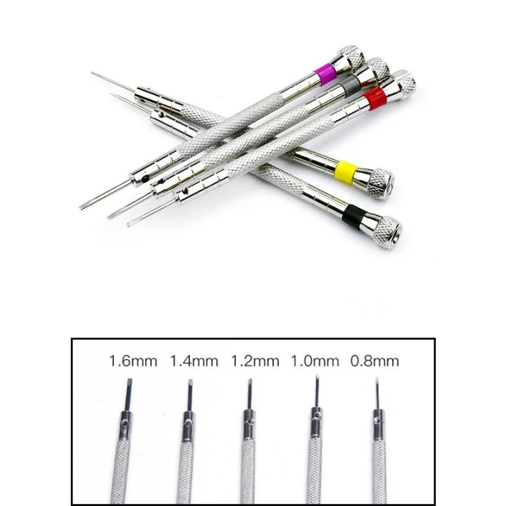 5pcs/set%200.8-1.6mm%20Steel%20Screwdriver%20for%20Watch%20Repairing%20Portable%20Watch%20Tools%20Band%20Removal%20with%20Mini%20Link%20Pins%20Watchmaker%20Tools%20-%20Image%205