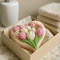 3D heart-shaped tulip silicone mold with clear texture, easy to clean and demould, for handmade DIY soap decoration ornaments Va.