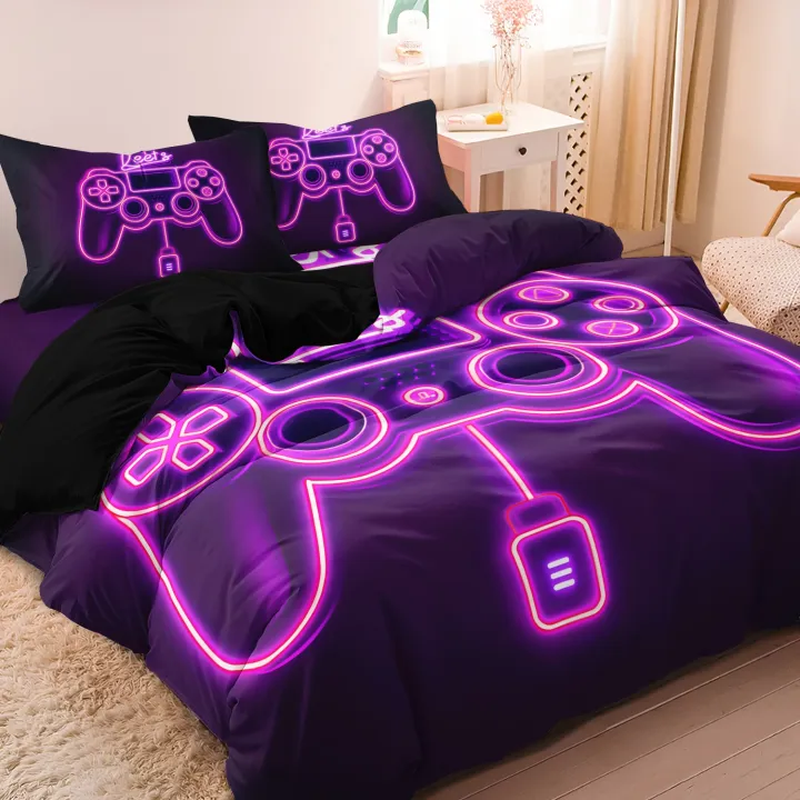 3Pcs%20Gaming%20Equipment%20Pattern%20-%20Modern%20Video%20Game%20Controller%20Mouse%20Keyboard%20Headphone%20Gamepad%20Print%20Duvet%20Cover%20Bedding%20Set%20-%20Image%204