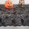 1 Piece Halloween Lace Tablecloth Bat Net Skull Pattern Rectangular Shape For Party Decoration Haunted House Pumpkin Design.