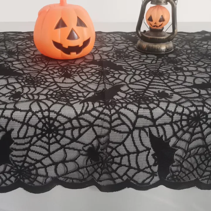 1%20Piece%20Halloween%20Lace%20Tablecloth%20Bat%20Net%20Skull%20Pattern%20Rectangular%20Shape%20For%20Party%20Decoration%20Haunted%20House%20Pumpkin%20Design%20-%20Image%205