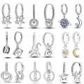 Neutral 925 Silver Star Moon Multi Style Weaving Original Fashionable Design Earrings Fit For Party Engagement Delicate Jewelry. 