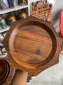 Hand-carved Wooden plate set of 3. 