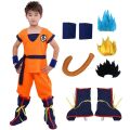 Halloween Adult Kids Suits Son Goku Gui Carnival Anime Cosplay Holiday Costumes Tail Wrister Wig Blue Gold Children Dress Up.