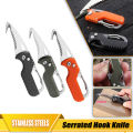 Portable Express Parcel Knife Stainless Fast Serrated Hook Knife For Outdoor Camping Carry-on Unpacking Keychain Mini Folding. 