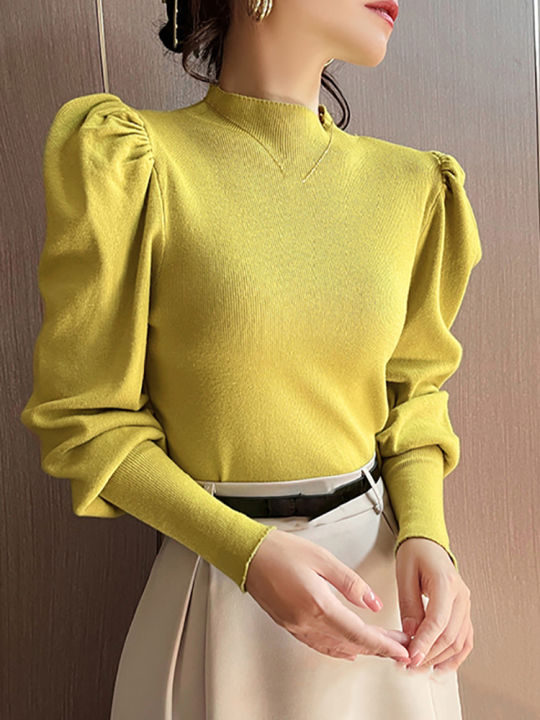 Autumn%20Winter%20Sweater%20Turtleneck%20Slim%20Fit%20Basic%20Pullovers%20Fashion%20Korean%20Knit%20Tops%20Puff%20Sleeve%20Womens%20Sweater%20Stretch%20Jumpers%20-%20Image%206