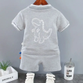 Infant Baby Boy Sets Summer Clothing Casual Sport Suit POLO Shirt + Shorts 2Pcs Set Boys Kids Grey Dinosaur Print Tracksuit. 