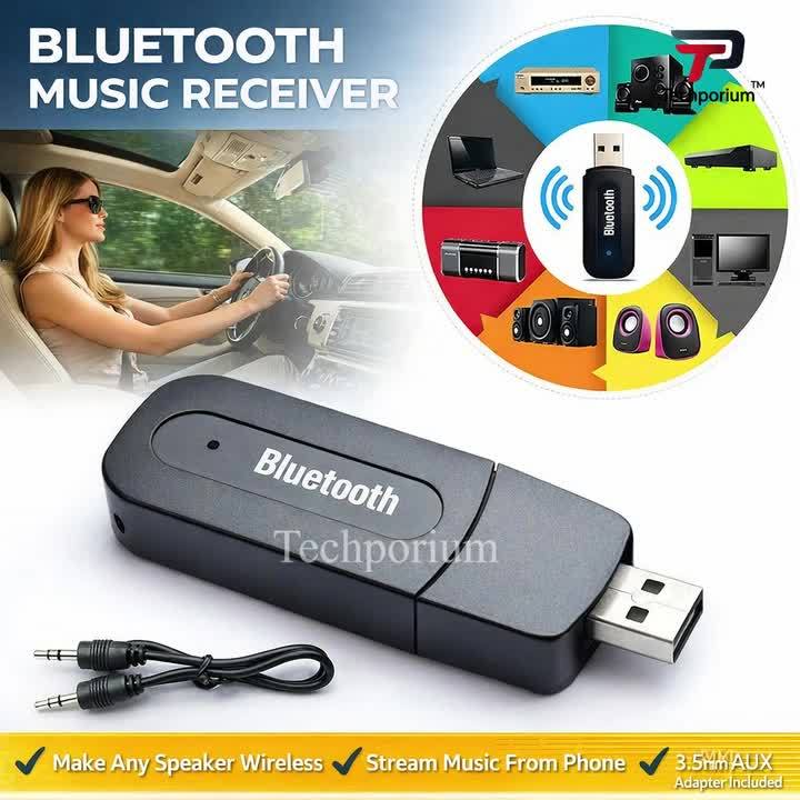 Bluetooth Music Receiver USB Wireless Audio Adapter for Car Home PC Laptop Speakers Headphones Bluetooth 4.0/5.0 Stereo Sound Plug & Play Compact Portable Music Streaming Adapter for Smartphone Tablet AUX Dongle Best Audio Receiver Wireless