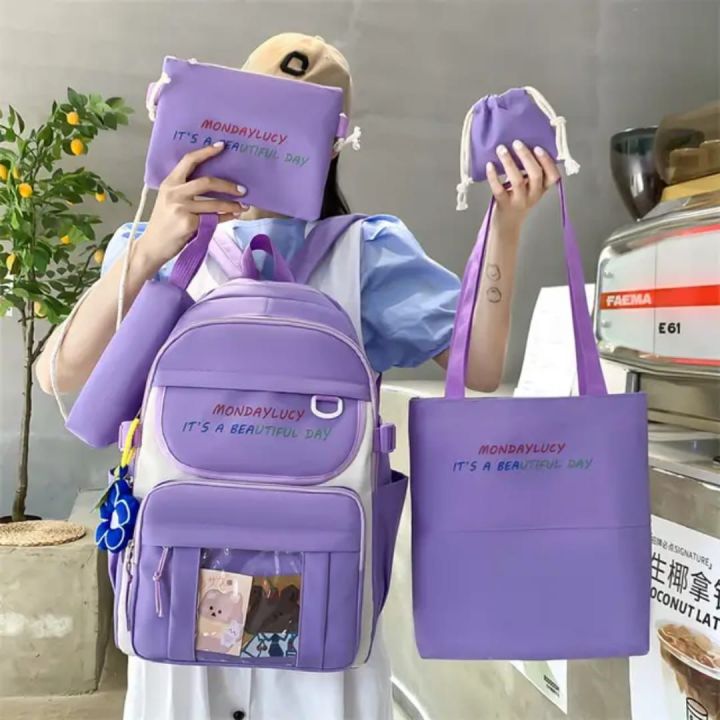 4%20/%205%20pcs%20aesthetic%20Preppy%20%20Backpack%20Set%20of%20multiple%20-%20Image%207