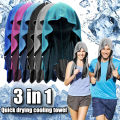 Summer Cooling Hoodie Towel Sweat-absorbent Cool Anti-UV Cycling Soft Cold Sensing Quick-drying Scarf for Fitness Hiking Fishing. 