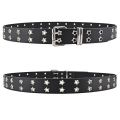 New Star Eye Rivet Belt Goth Style Double Pin Buckle Man/woman Fashion Casual Punk Style Pu Leather Waistband for Jeans Y2K Belt. 