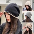 Hat Women's Autumn and Winter Fashion Street Windproof Wool Hat Warm Foreign Knitted Hat Show Face Small Pile Hat. 