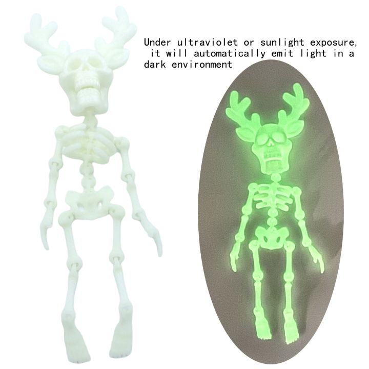 3D Printed Skeleton Figure Antler Skull Model Creative Gift Unique Decor DIY Craft Kit Halloween Party Prop