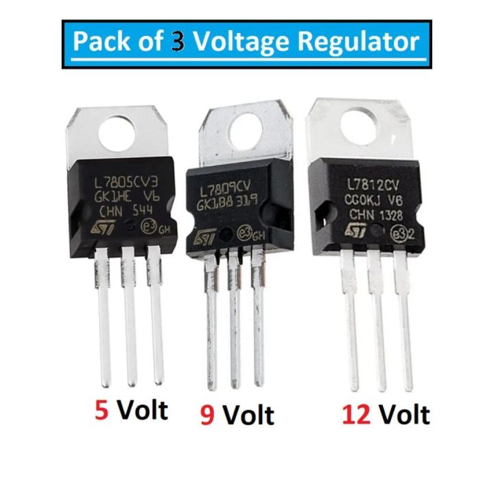 3 Pcs Original Voltage Regulators 5V-9V-12V LM7805 LM7809 LM7812 ...