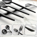 Stainless steel cutlery set, black, 20 pieces; Portuguese stainless steel cutlery for 5 people; elegant Western cutlery; dishwas.