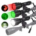 C8 LED Flashlight White/Green/Red Tactical Hunting Rifle Lantern+Pressure Switch+Rail Scope Mount+18650+USB Charger.
