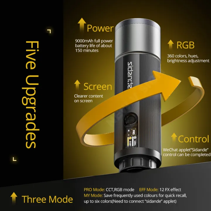 SIDANDE%2012W%20Flashlight%20PRO%203500-7000k%20RGB%20light%20Built-in%209000mAh%20battery%20Endurance%20150%20minutes%20Full-power%20output%20-%20Image%203