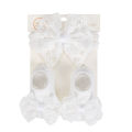 3Pcs/Set Cream Lace Baby Headbands&Socks Newborn Princess Girls Wide Rhinstone Pearl Eastic Hairbands Kids Headwear Photo Props. 