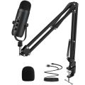 Haomuren Professional USB Streaming Podcast PC Microphone Studio Cardioid Condenser Mic Kit with Boom Arm For Recording YouTube. 