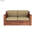 Marriott Wooden Sofa Set in 3+2+1 Seating (Honey Finish, Irish Cream). 