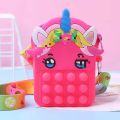 Girls Toys Silicone Cute Unicorn Messenger Bag Coin Purse Children's Decompression Pop Fidget Toys. 