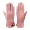 New Women Keep Warm Touch Screen Plus Velvet Inside Thicken Windproof Cycling Cute Lovely Bowknot Elegant Elasticity Soft Gloves.