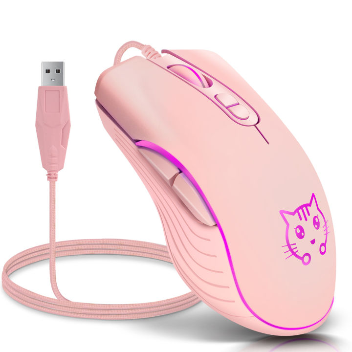 USB Wired Gaming Mouse Pink Computer Professional E-sports Mause 2400 ...