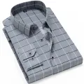 2024 New Men's Business Casual Shirt Long Sleeved Cotton Comfortable Breathable Plaid Striped Shirts for Man Color Stitching. 