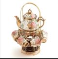 14 pieces Important Quality Tea Set With Metal stand. 