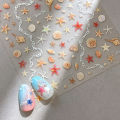Shell Light Starfish Shell Nail Stickers Cute Starfish Decorative Stickers For Nails DIY 3D Self Adhesive Summer Manicure Decals.