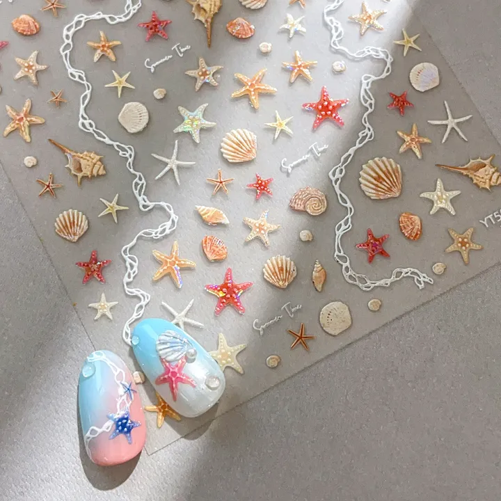 Shell%20Light%20Starfish%20Shell%20Nail%20Stickers%20Cute%20Starfish%20Decorative%20Stickers%20For%20Nails%20DIY%203D%20Self%20Adhesive%20Summer%20Manicure%20Decals%20-%20Image%203