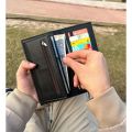 Binfa Long Branded Imported Wallet For Men’s Business PU Leather Trifold Wallet Credit Cards Holder With Zip Pocket. 