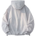 Outdoor UPF50+ Men's Hooded Sunscreen Jacket Summer Ultra Thin Zipper Pocket Windbreaker Elastic Cuffs Hiking Fishing Skin Coats.