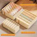 1pc Khaki/Wine Red Non Woven Multi Grid Underwear Sock Storage Box Household Wardrobe Organization and Storage. 