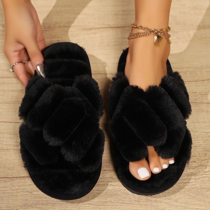 Fashion%20Cross%20Strap%20Fluffy%20Slippers%20Women%20Winter%20Home%20Open%20toed%20Plush%20Fur%20Slippers%20Woman%20Flat%20Heel%20Keep%20Warm%20Cotton%20Slides%20Shoes%20-%20Image%207