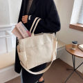 Ins Lazy Wind Canvas Big Bag, New Korean Version Of The Single Shoulder Crossbody Bag Female Simple Literary Solid Color. 